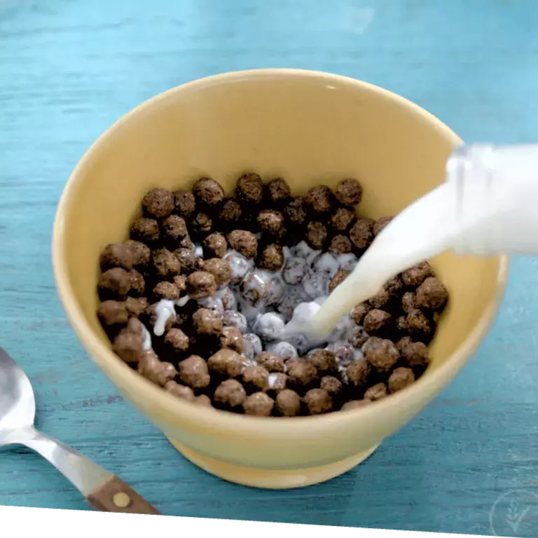 Milk top before cereal